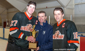 Kimball Union captains Doyle Somerby (27) and Alex Carle (18)