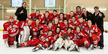 St. Andrew's College players celebrate their Midwest Prep League championship after topping host Ridley, 3-1, on Sunday.