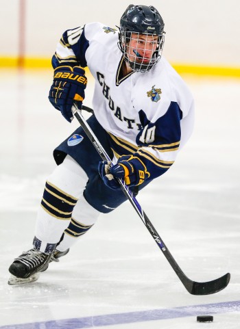 Choate senior F Jeremy Germain heads up ice.