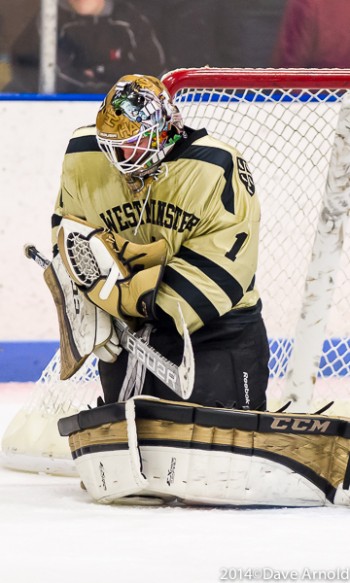 Westminster Jr. Stephen Gasior gathers in a shot in Flood-Marr title game.