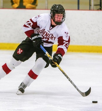 Gunnery junior F Gustaf Westlund coming up ice Wednesday Feb. 10 at Avon.