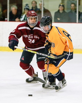 Trinity-Pawling junior -- and Dartmouth recruit -- Joey Musa (right) being defended by Avon D Jack Babbage in last year's Avon Xmas Classic.