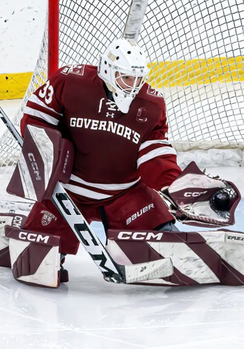 Gov's junior G Zach Ericson kicked out 40 of 43 shots in Gov's 4-3 upset win over LA Wed. Feb. 14th.