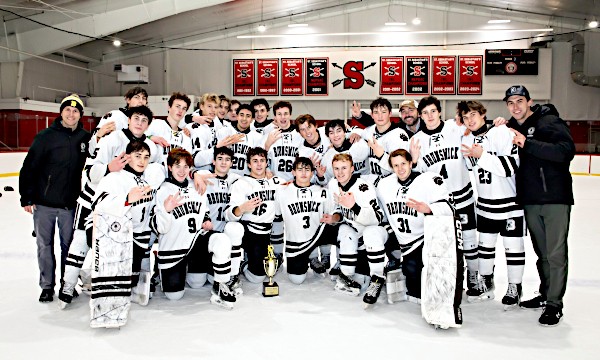 Brunswick (8-0-1), the only undefeated team in prep hockey, overcame a 3-1 deficit to edge Northwood, 4-3 (OT), in the Kevin Mutch Tournament Champion